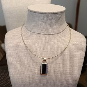 Silver Necklace with Black Onyx Pendant ⚫️